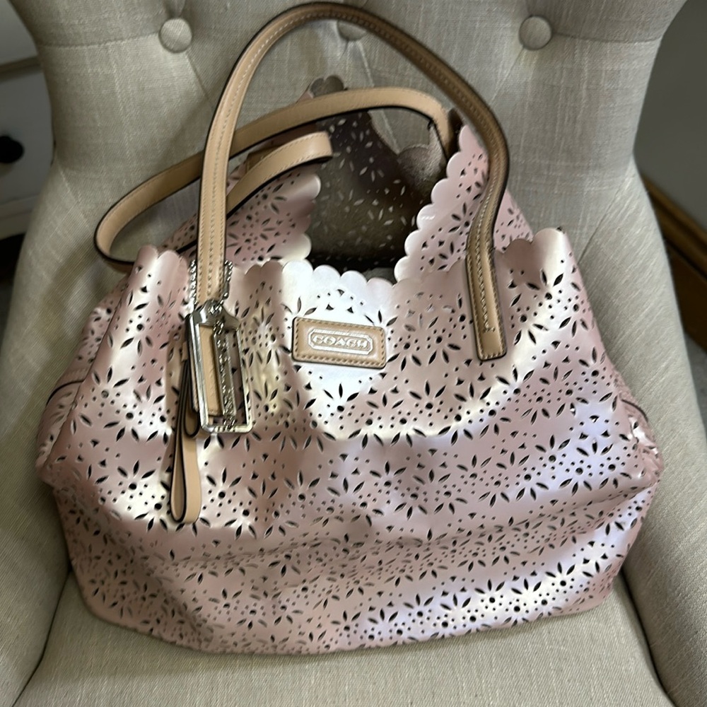 COACH Pink Eyelet Metro Tote